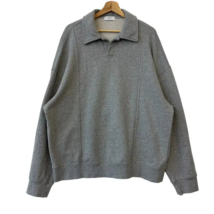 [BUNJANG] TNGT Semi-Oversized Heavyweight Button Collar Sweatshirt Size 100 / TNGT 세미오버핏 헤비웨이트 버튼 카라 스웨트 100 정품