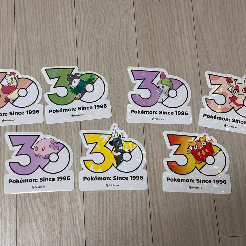 [SOLD OUT] 포켓몬 30주년 로고 스티커 7종 세트 얼루기 몽나 달막화 랄토스