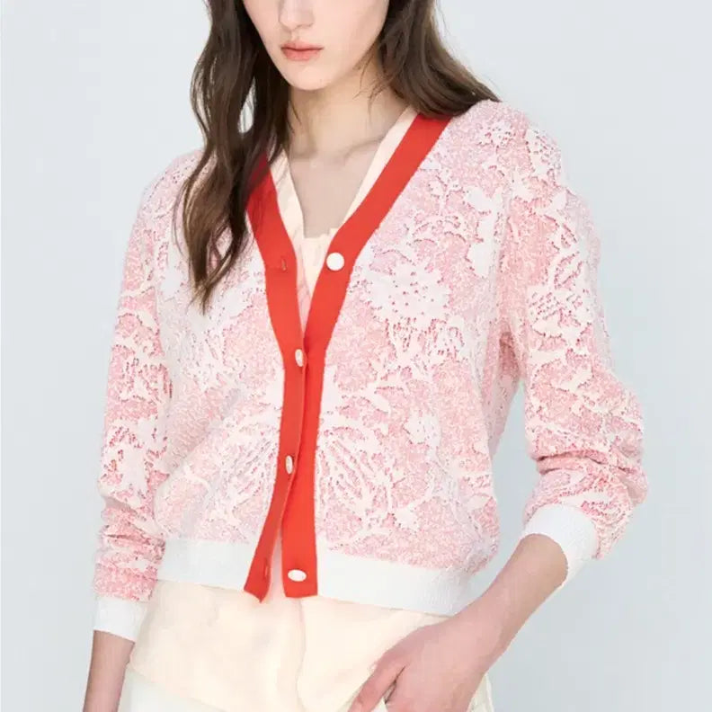 [BUNJANG] LATT BY T LATT Wool Blend Floral Jacquard Cardigan / 한섬 26ss신상 래트 래트바이티 latt 울블렌드 플로럴 자카드 가디건