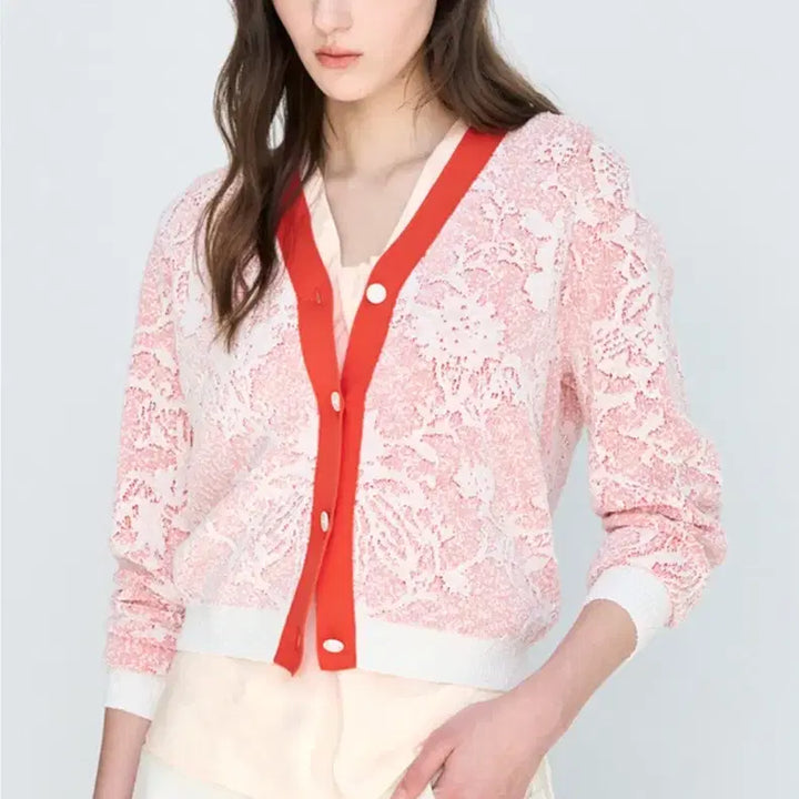 [BUNJANG] LATT BY T LATT Wool Blend Floral Jacquard Cardigan / 한섬 26ss신상 래트 래트바이티 latt 울블렌드 플로럴 자카드 가디건
