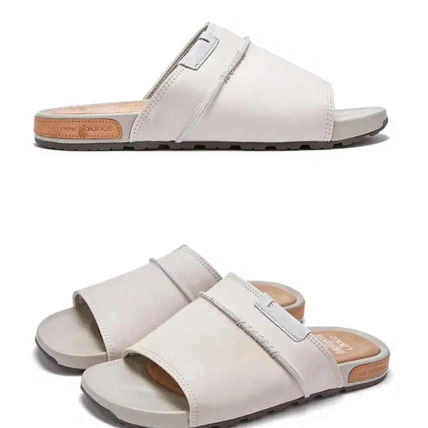 [BUNJANG] New Balance Leather Slides Sandals Ivory / 뉴발란스 가죽슬리퍼 아이보리 샌들