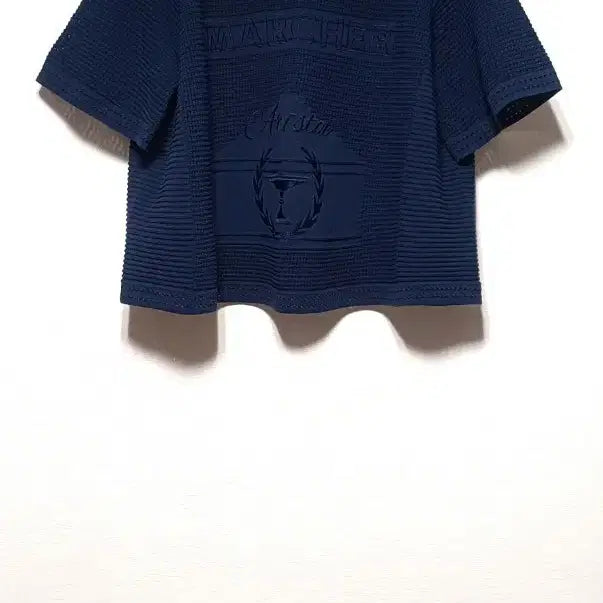 [BUNJANG] SYSTEM Navy Embroidered Short Sleeve T-Shirt / SYSTEM 마르셔 반팔 티셔츠 네이비 프리