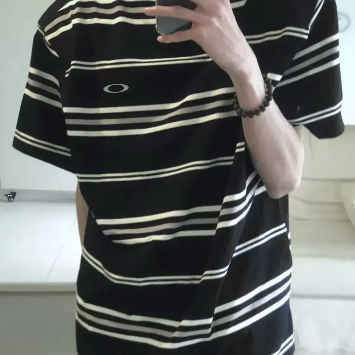 [BUNJANG] Oakley Japan Stripe Logo Oversized T-Shirt / 오클리재팬 스트라이프 로고 오버 티셔츠 M~XL 새상품