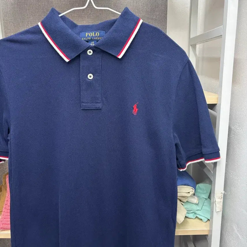 [BUNJANG] Polo Ralph Lauren Navy Collar T-Shirt / 폴로 랄프로렌 네이비 카라 반팔티.