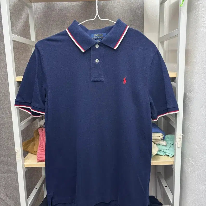 [BUNJANG] Polo Ralph Lauren Navy Collar T-Shirt / 폴로 랄프로렌 네이비 카라 반팔티.