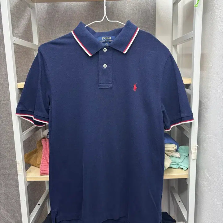 [BUNJANG] Polo Ralph Lauren Navy Collar T-Shirt / 폴로 랄프로렌 네이비 카라 반팔티.