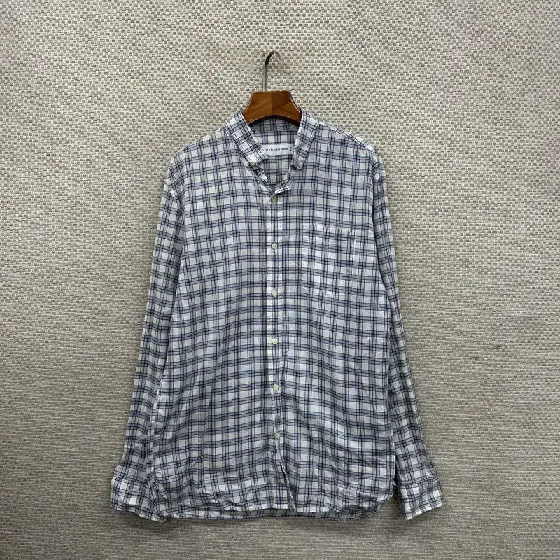 [BUNJANG] Giordano Linen Check Shirt L D01547 / 지오다노 린넨 체크 셔츠 L D01547