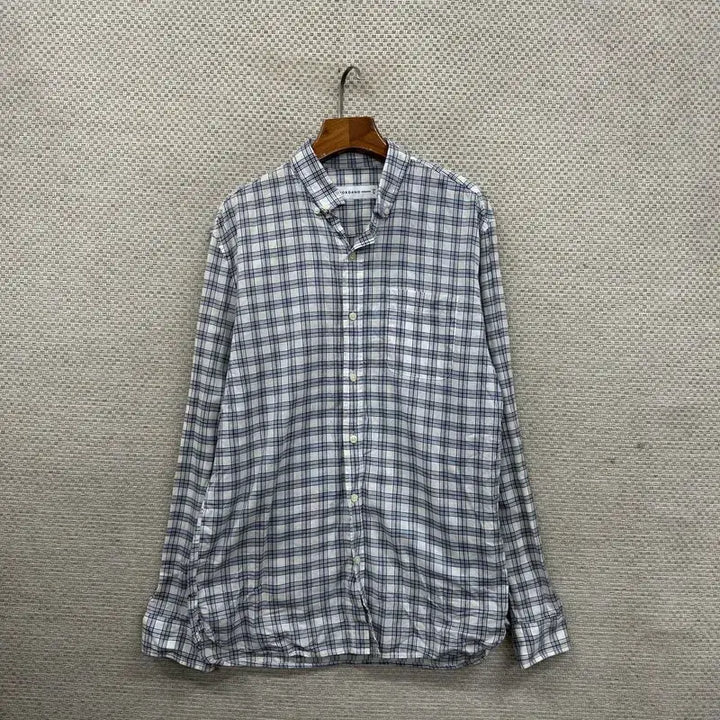 [BUNJANG] Giordano Linen Check Shirt L D01547 / 지오다노 린넨 체크 셔츠 L D01547