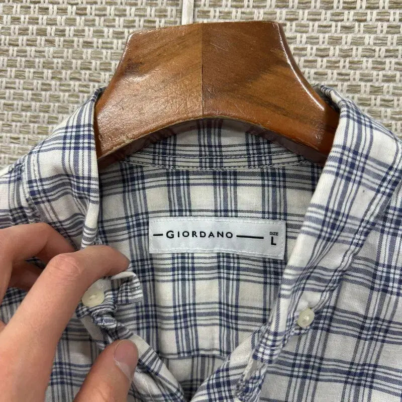 [BUNJANG] Giordano Linen Check Shirt L D01547 / 지오다노 린넨 체크 셔츠 L D01547