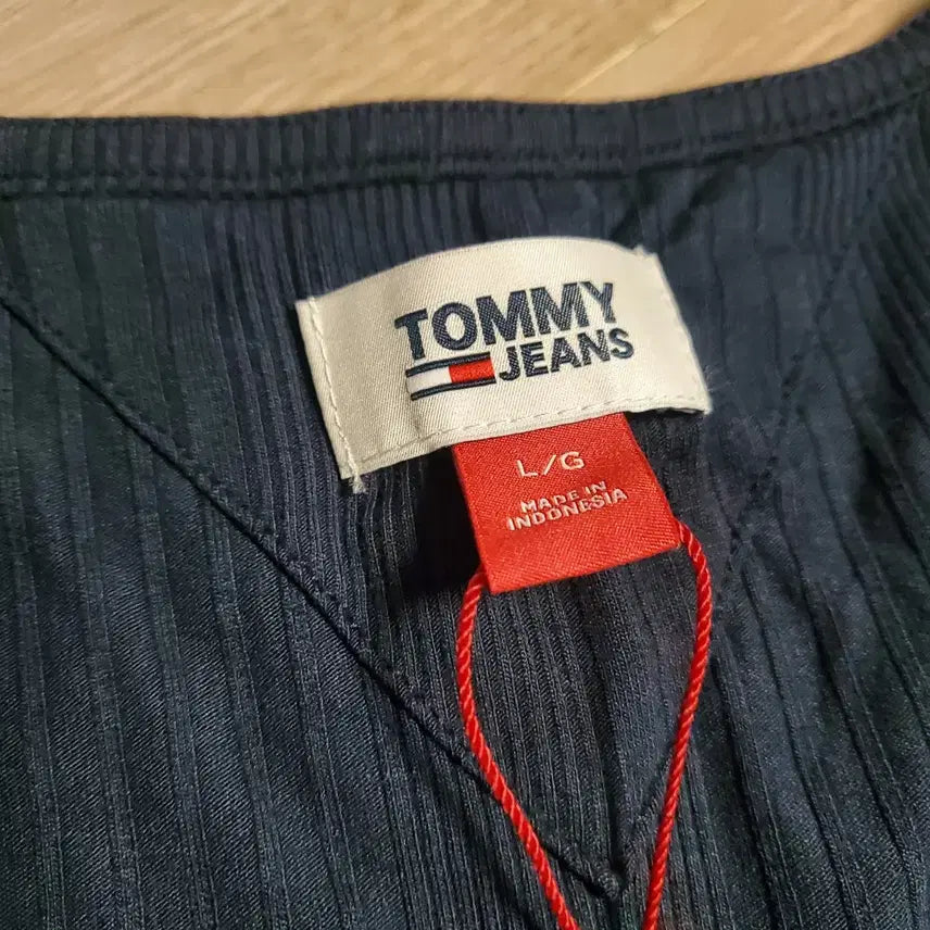 [BUNJANG] Tommy Jeans Ringer T-Shirt Dress with Side Stripe - Navy (L) / (새상품) 타미진스 쿨냉  사이드 스트라이프 링거 반팔 원피스  L