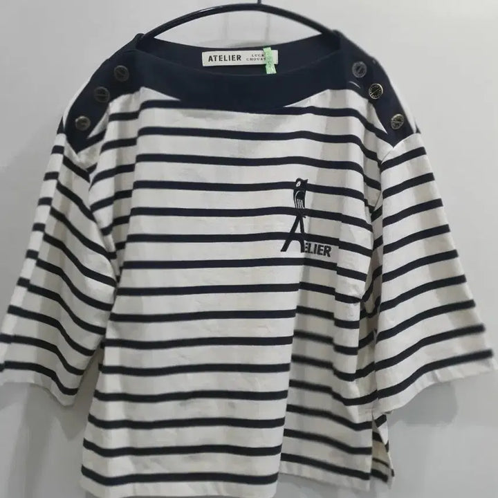 [BUNJANG] Atelier Lucy Showset Lucky Chouette Striped Short Sleeve T-Shirt / 아뜰리에 루시 쇼셋 [럭키슈에뜨]스트라이프 반팔 티셔츠