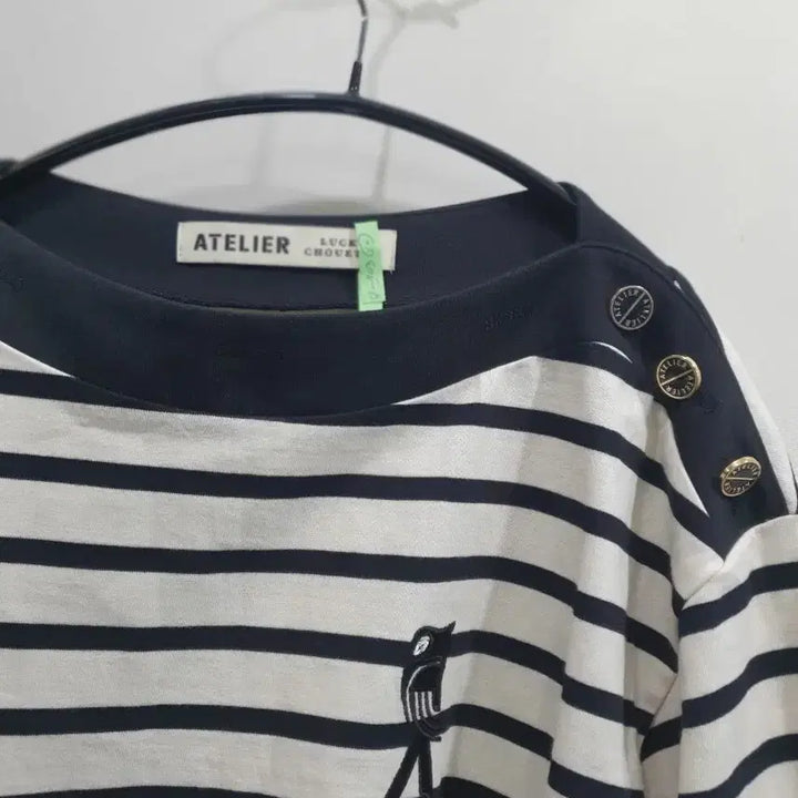 [BUNJANG] Atelier Lucy Showset Lucky Chouette Striped Short Sleeve T-Shirt / 아뜰리에 루시 쇼셋 [럭키슈에뜨]스트라이프 반팔 티셔츠
