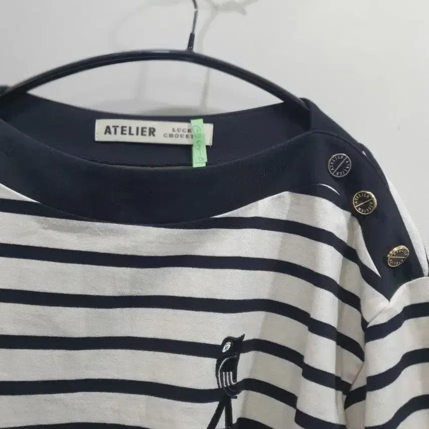 [BUNJANG] Atelier Lucy Showset Lucky Chouette Striped Short Sleeve T-Shirt / 아뜰리에 루시 쇼셋 [럭키슈에뜨]스트라이프 반팔 티셔츠