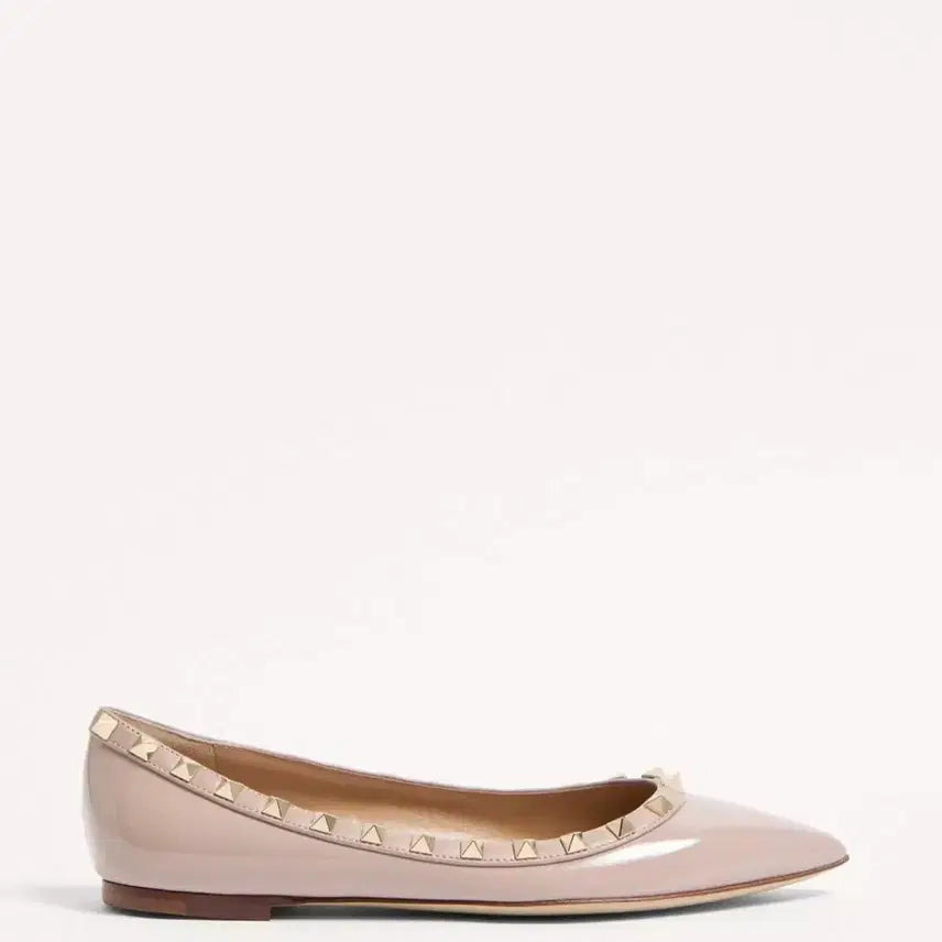 [BUNJANG] Valentino Rockstud Patent Leather Flat Shoes Red Size 36.5 / 발렌티노 락스터드 페이턴트 플랫슈즈 레드