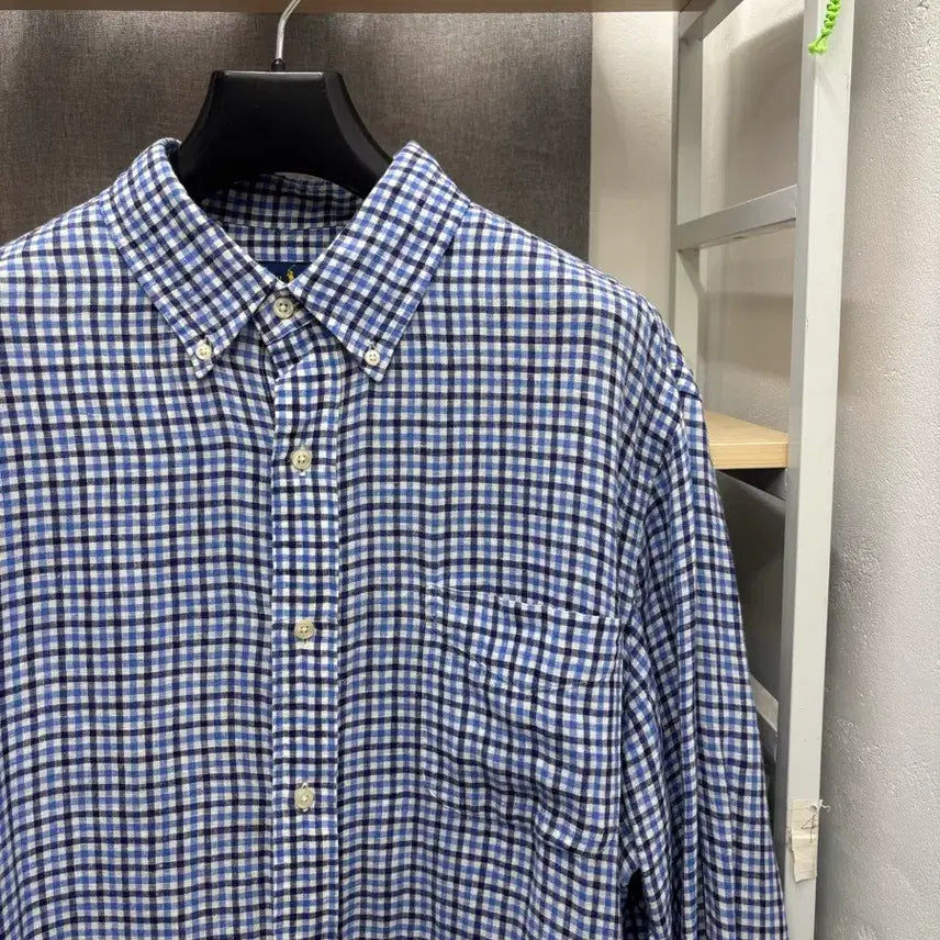 [BUNJANG] Polo Ralph Lauren Blue Check Linen Shirt XL / [택포]폴로 랄프로렌 블루 체크 린넨셔츠