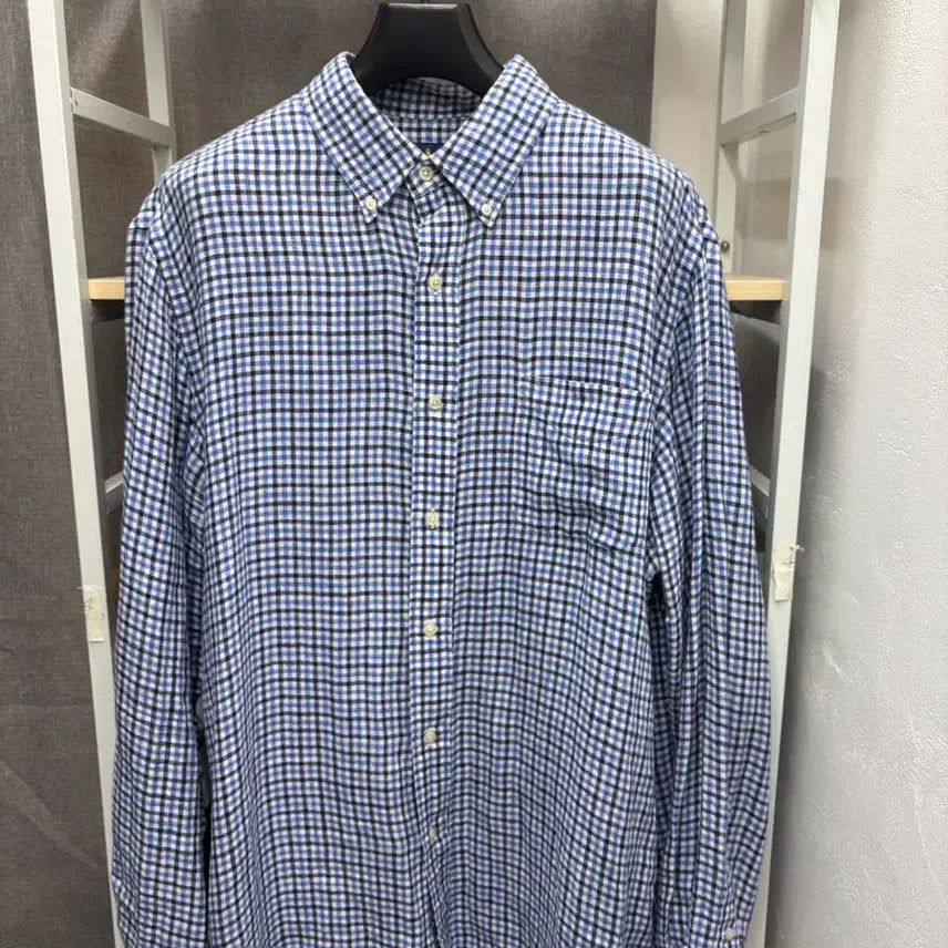 [BUNJANG] Polo Ralph Lauren Blue Check Linen Shirt XL / [택포]폴로 랄프로렌 블루 체크 린넨셔츠