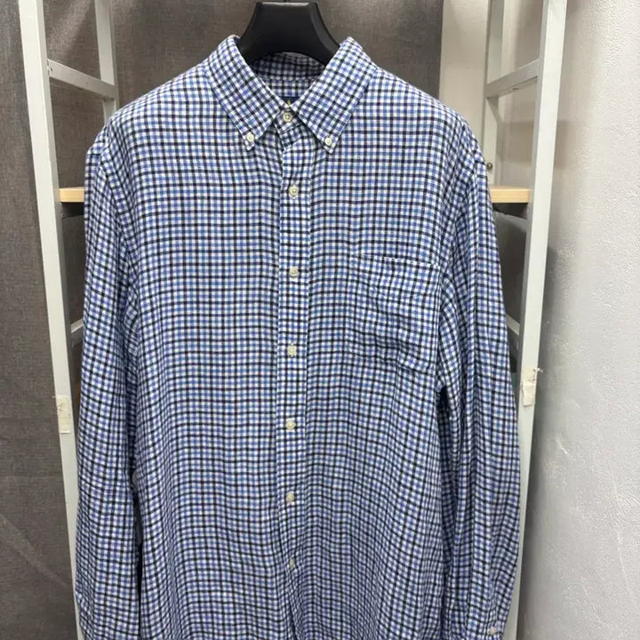 [BUNJANG] Polo Ralph Lauren Blue Check Linen Shirt XL / [택포]폴로 랄프로렌 블루 체크 린넨셔츠