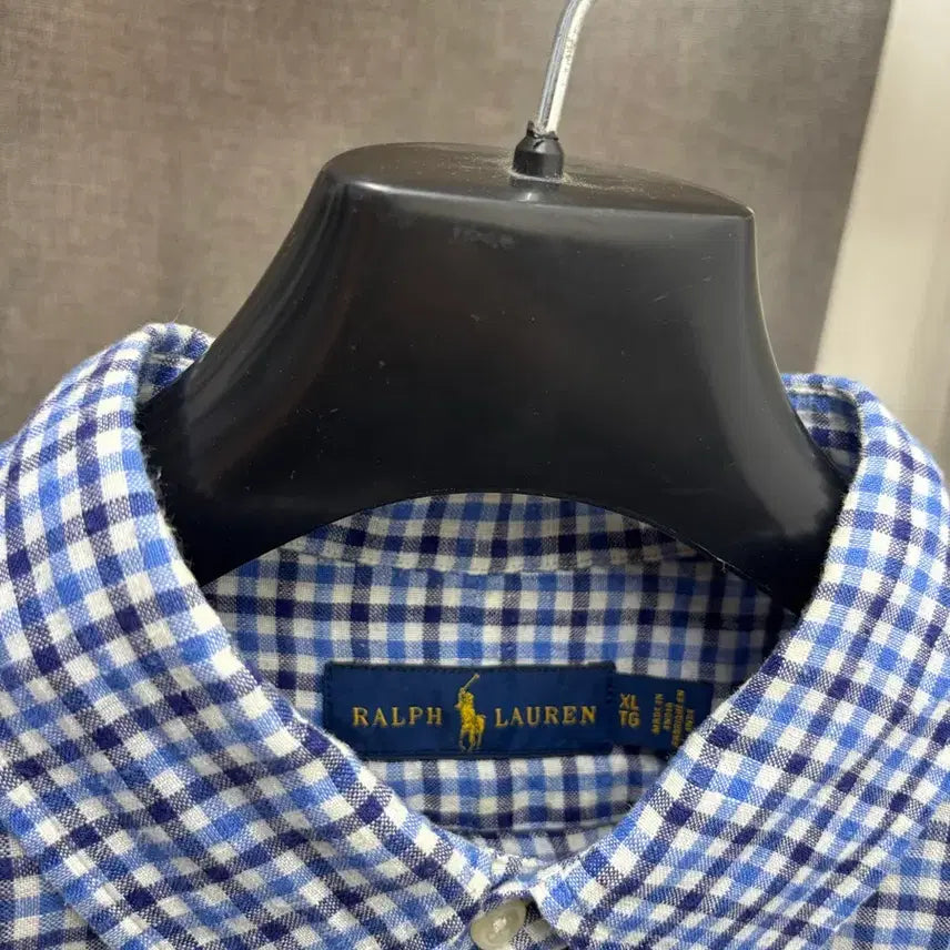 [BUNJANG] Polo Ralph Lauren Blue Check Linen Shirt XL / [택포]폴로 랄프로렌 블루 체크 린넨셔츠