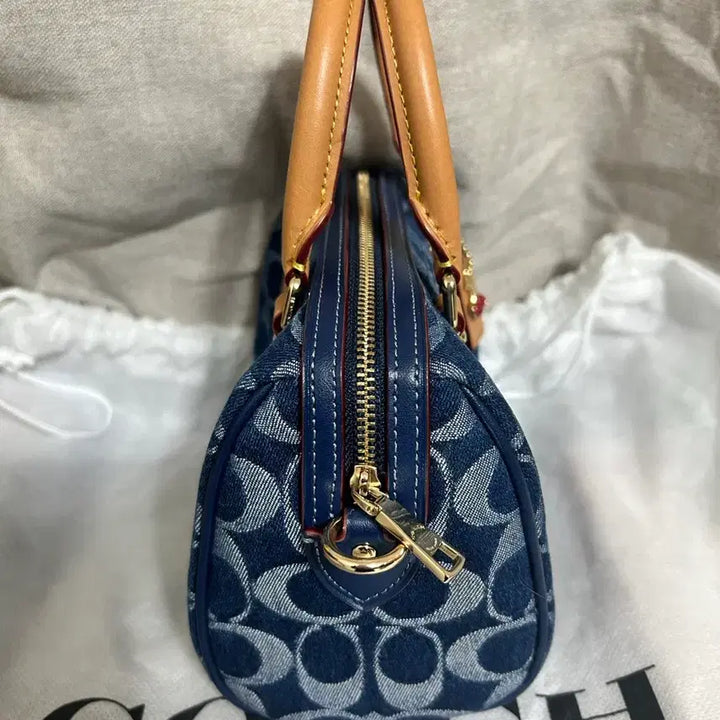 [BUNJANG] Coach Rowan Mini Crossbody Bag with Cherry Charm / 코치 미니 로완 데님 (체리 참 장식)