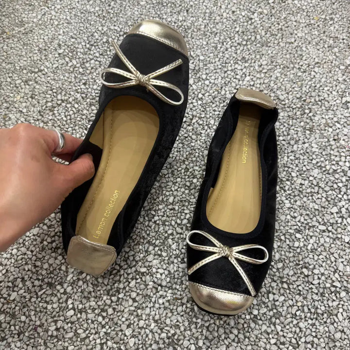 [BUNJANG] Lambskin Leather Ballet Flats - Gold Accent - Size 240 / 양가죽 플랫 240 골드 배색  새 제품