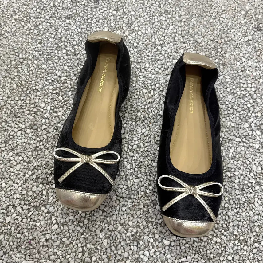 [BUNJANG] Lambskin Leather Ballet Flats - Gold Accent - Size 240 / 양가죽 플랫 240 골드 배색  새 제품
