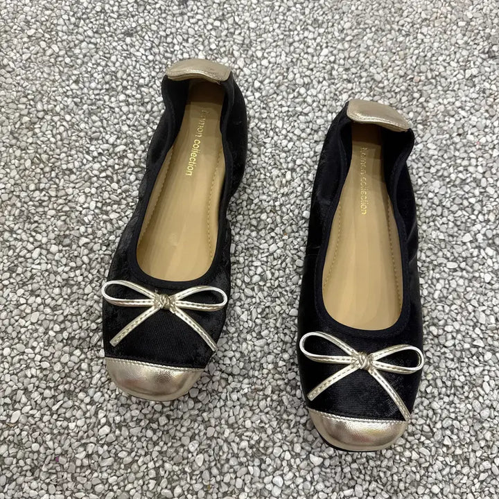 [BUNJANG] Lambskin Leather Ballet Flats - Gold Accent - Size 240 / 양가죽 플랫 240 골드 배색  새 제품