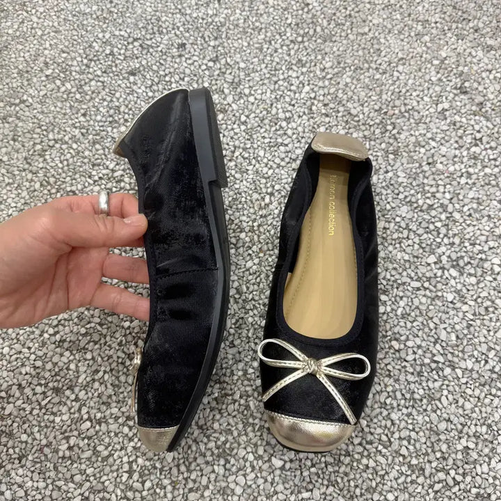 [BUNJANG] Lambskin Leather Ballet Flats - Gold Accent - Size 240 / 양가죽 플랫 240 골드 배색  새 제품