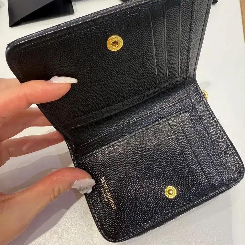 [BUNJANG] Saint Laurent Matelasse Monogram Compact Zip Around Wallet / 생로랑 마틀라세 모노그램 지퍼 컴팩트 반지갑