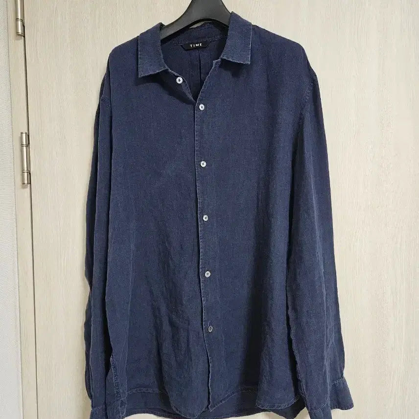 [BUNJANG] Time Homme Navy Linen Shirt / (24년제조)한섬 타임옴므 TIME 네이비 린넨 셔츠 105