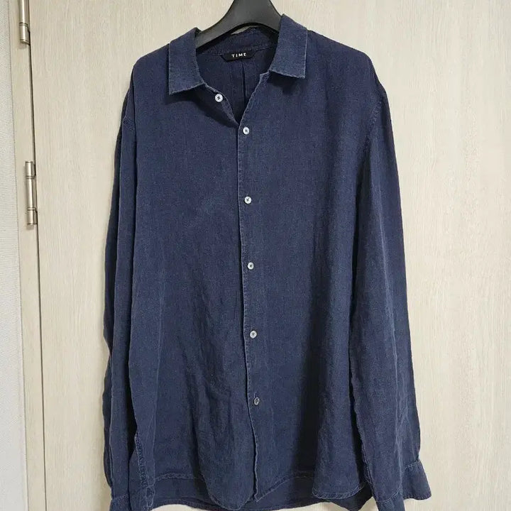 [BUNJANG] Time Homme Navy Linen Shirt / (24년제조)한섬 타임옴므 TIME 네이비 린넨 셔츠 105