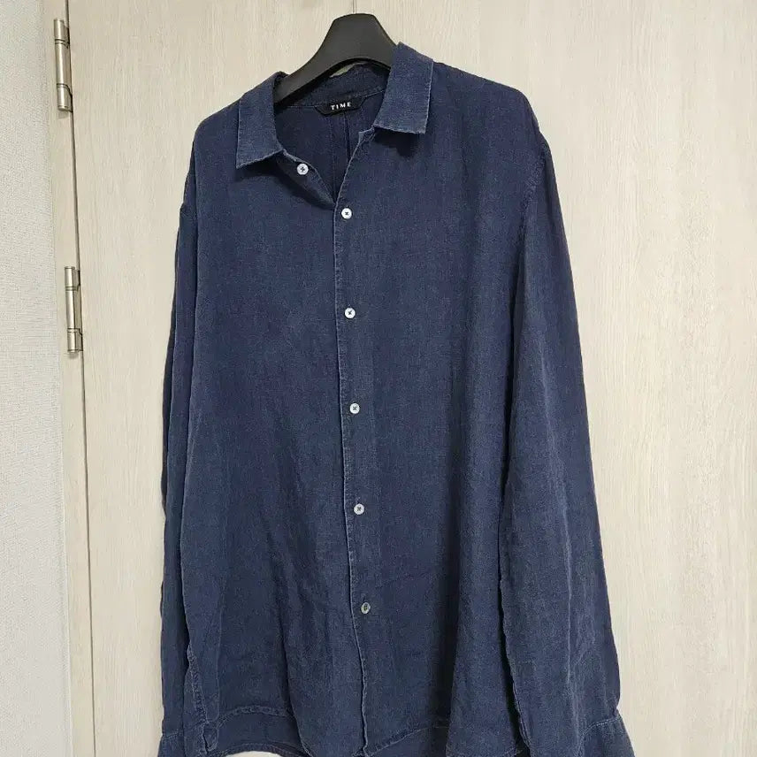 [BUNJANG] Time Homme Navy Linen Shirt / (24년제조)한섬 타임옴므 TIME 네이비 린넨 셔츠 105