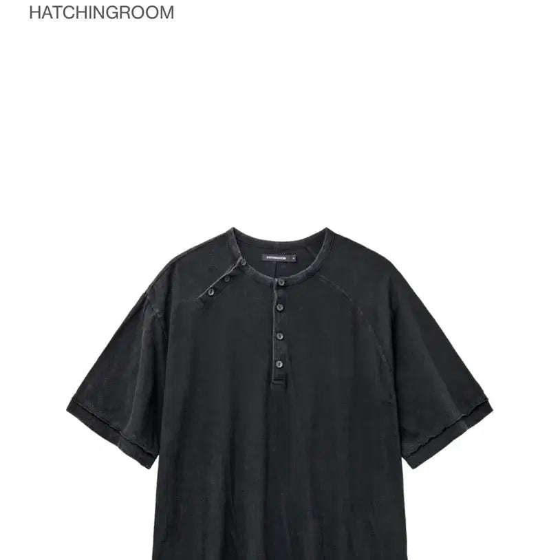 [BUNJANG] Haechiroom Double Henly T-Shirt Dusty Black / 해칭룸 더블 헨리넥 반팔티 더스티 블랙