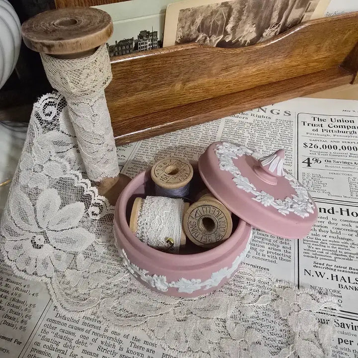 [BUNJANG] Vintage Wedgwood Jasperware Pink Trinket Box / 빈티지  웨지우드 제스퍼 핑크 트링킷 레어템