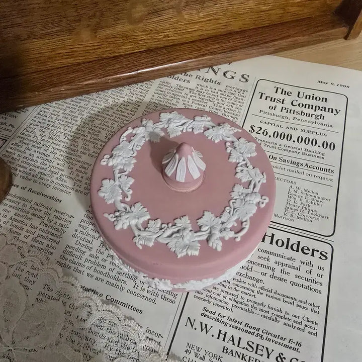 [BUNJANG] Vintage Wedgwood Jasperware Pink Trinket Box / 빈티지  웨지우드 제스퍼 핑크 트링킷 레어템