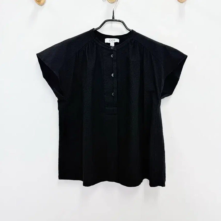 [BUNJANG] COS Black Cotton Textured Short Sleeve Blouse / 코스 cos 반팔 블라우스