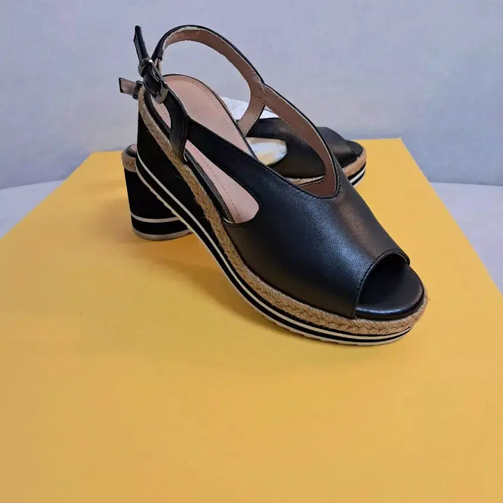 [BUNJANG] G-Studio Espadrille Leather Sandals - Black, 230mm / (230) 지 스튜디오 g-studio. 에스파드류 샌들