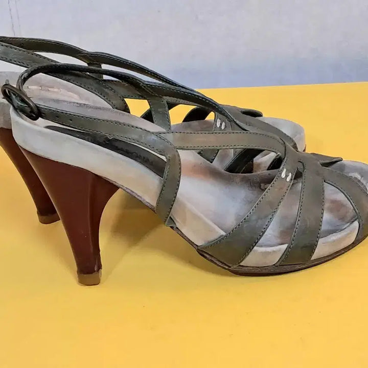 [BUNJANG] Costume National Italian Leather Heeled Sandals 9cm / (36)이탈리아 코스튬 네셔널 이태리 가죽샌들힐9cm