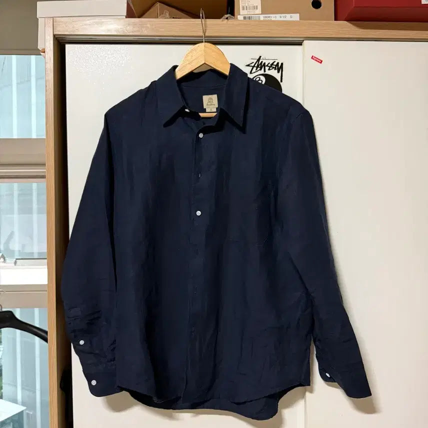 [BUNJANG] Baston Navy Linen Shirt / S 바스통 네이비 린넨셔츠