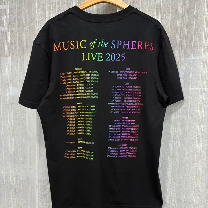 [BUNJANG] Coldplay Music of the Spheres World Tour T-Shirt (Black, Size S) / COLDPLAY 콜드플레이 뮤직 오브 더 스피어스 월드투어 반팔티