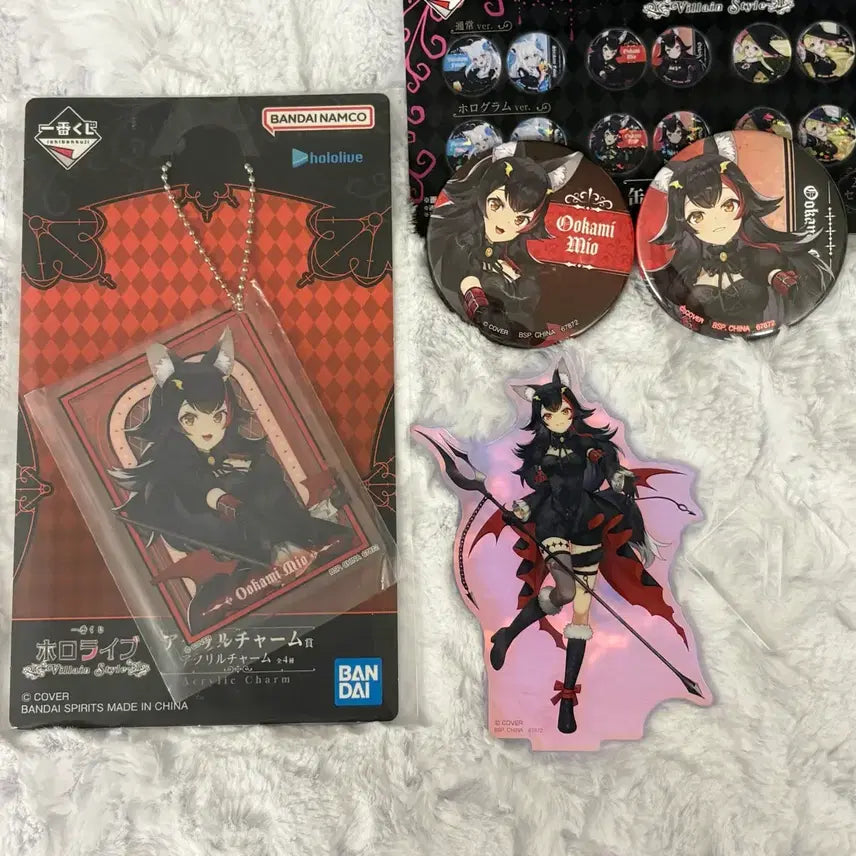 [BUNJANG] Hololive Okami Mio Acrylic Can Badge Stand Set Bundle / 홀로라이브 쿠지 오오카미 미오 아크릴 캔뱃지 스탠드 세트 일괄