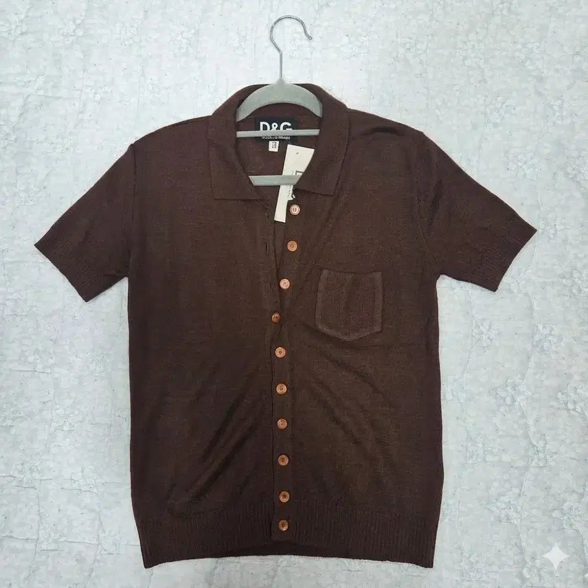[BUNJANG] Dolce &amp; Gabbana Brown Knit Collar Short Sleeve Top 42 / D&amp;G 돌체앤가바나 브라운 니트 카라 반팔 42 여자추천