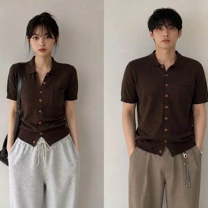 [BUNJANG] Dolce &amp; Gabbana Brown Knit Collar Short Sleeve Top 42 / D&amp;G 돌체앤가바나 브라운 니트 카라 반팔 42 여자추천