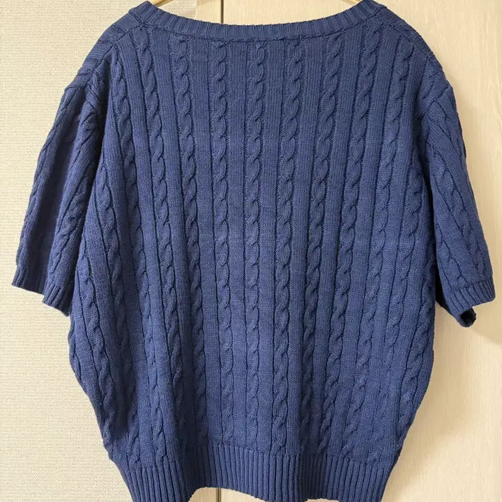 [BUNJANG] Ririnc Lirinc Knit Short Sleeve T-shirt Navy Size 4 / 리리앤코 니트반팔티