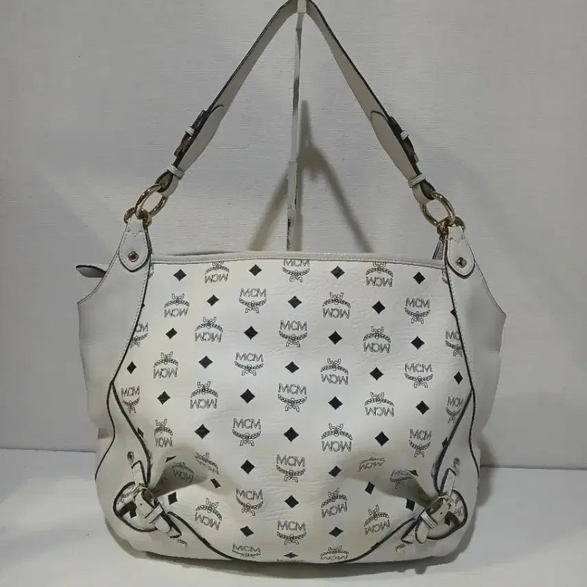 [BUNJANG] MCM Leather Shoulder Hobo Bag White / MCM 호보백