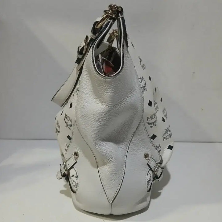 [BUNJANG] MCM Leather Shoulder Hobo Bag White / MCM 호보백