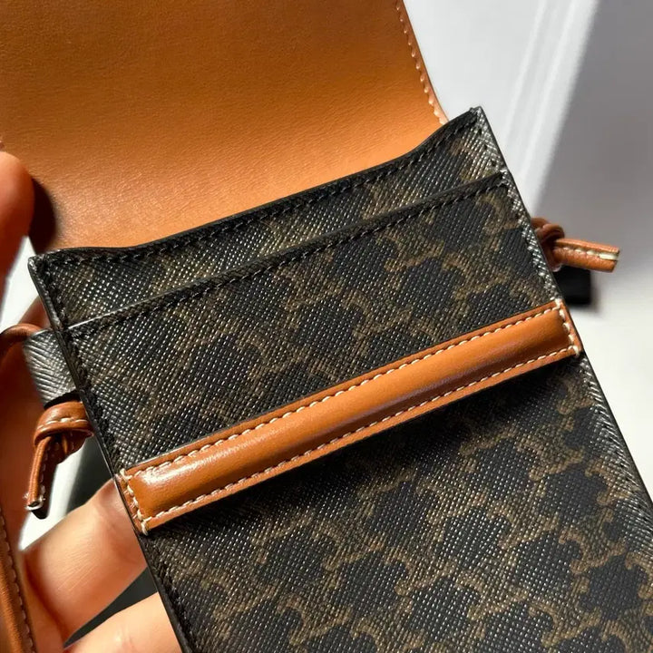 [BUNJANG] Celine Triomphe Canvas &amp; Lambskin Flap Phone Pouch Crossbody Bag / [새상품급] 셀린느 트리옹프 플랩 폰파우치 크로스백 가방