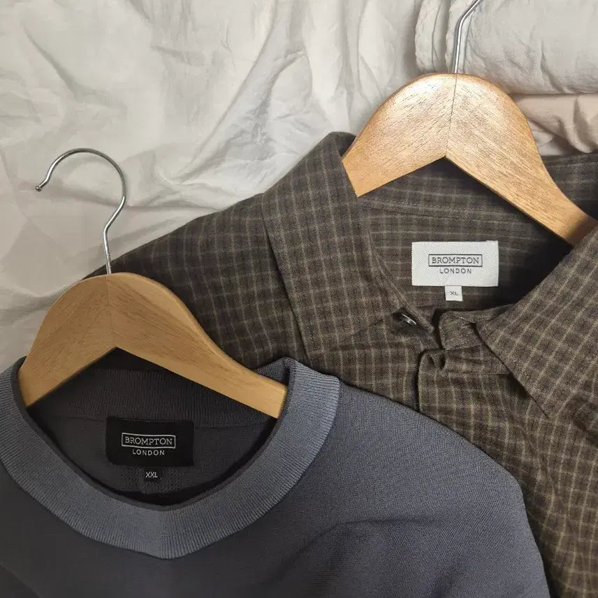 [BUNJANG] Brompton London Brushed Cotton Shirt &amp; Rayon Knit Bundle Set (Size 105-108) / 브롬톤런던 브러시드 코튼 셔츠 / 레이온 니트 105 일괄