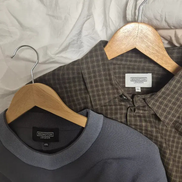 [BUNJANG] Brompton London Brushed Cotton Shirt &amp; Rayon Knit Bundle Set (Size 105-108) / 브롬톤런던 브러시드 코튼 셔츠 / 레이온 니트 105 일괄