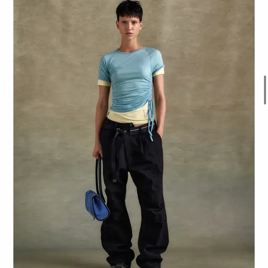 [BUNJANG] Andersson Bell Cindi String Layered T-Shirt Sky Blue / 앤더슨벨 신디 스트링 레이어드 티셔츠 스카이블루