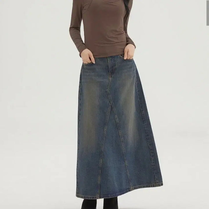 [BUNJANG] SPAO Denim A-Line Long Skirt S New / 스파오 데님 A라인 롱스커트 S새상품